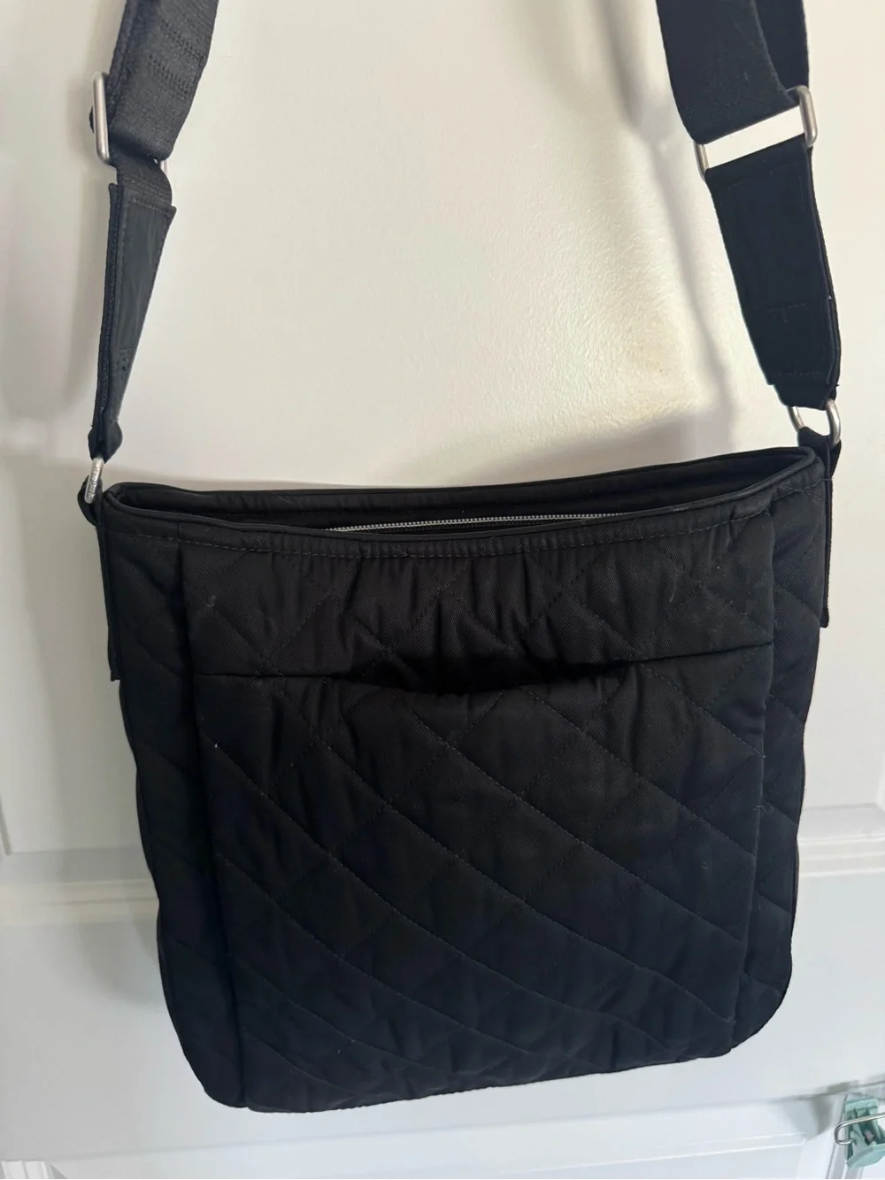 Vera Bradley Black Quilted Crossbody and Matching Wallet.